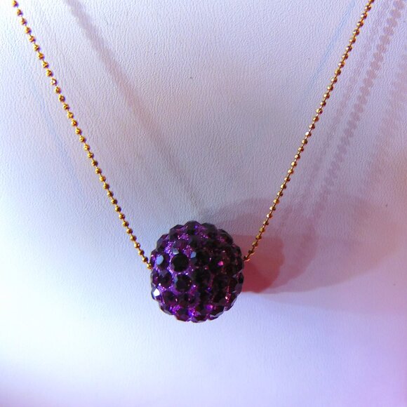 BEAUTIFUL KIRKS FOLLY PURPLE SWAVORSKI CRYSTAL BALL NECKLACE - Picture 5 of 6